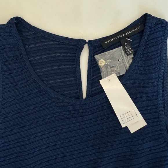 White House Black Market Dark Blue Textured Tank Top - Picture 3 of 3